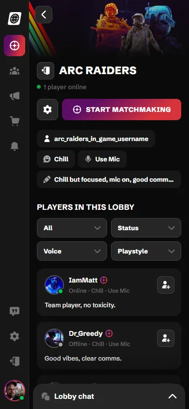 The same game lobby in Scoped on a phone